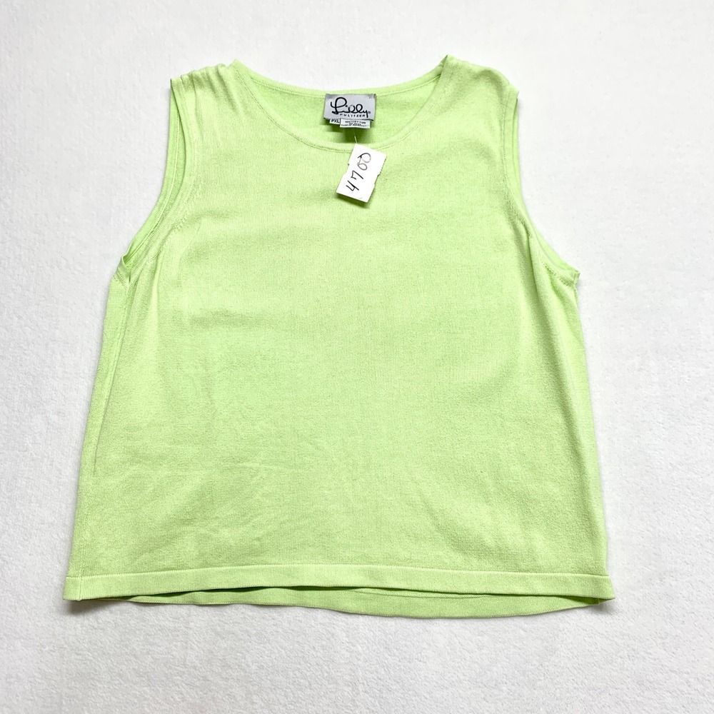 Lilly Pulitzer Knit Tank Top Womens Size PXL Lime Green Cotton Sleeveless Shell